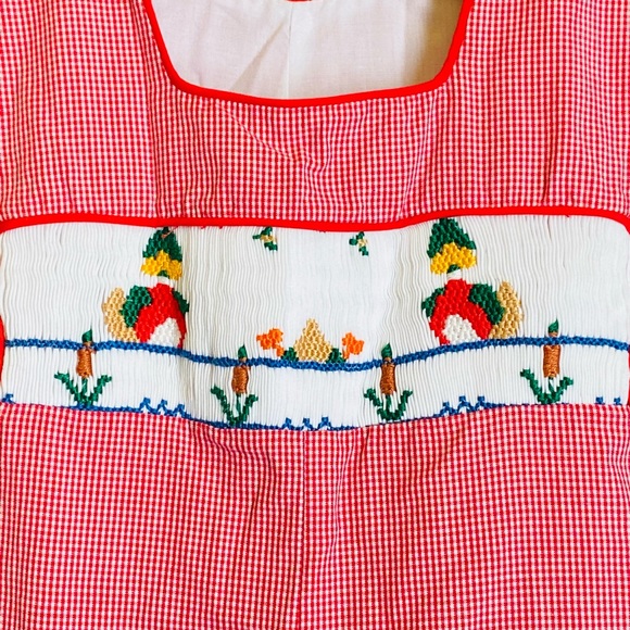 MARY JAMES RED WINDOWPANE LONGALL/ROMPER - Picture 2 of 5